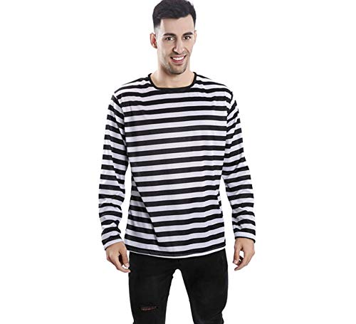 EUROCARNAVALES Camiseta con Rayas Negras y Blancas para Adultos