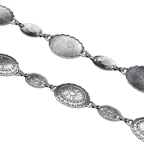 SIQITECHNO Western Oval Concho Chain Waist Belt Metal Cowgirl Chain Pirate Belt for Women Dresses Jean Country Concert Outfit 5
