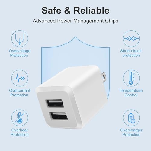 Image of USB Wall Charger, Charger Block, Dual A Port Plug Cube, Power Adapter Charging Plug Box Brick for Phone 16 15 14 13 12 11 Pro Max SE XS XR X 8 7 6, Android Phones, and More (Creamy White)