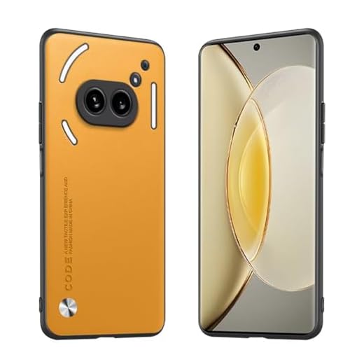 Longstong Funda para el NothingPhone (2A) / NothingPhone (2A) Plus (6.7") Carcasa de Cuero Metálico de la Serie Code - Amarillo