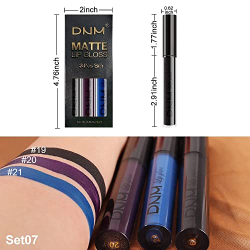 Evpct 3Pcs Dark Blue Black Purple Matte Lip Liner And Liquid Lipstick Stain Makeup Set Long Lasting Smudge Proof Dnm Permanent Lipstick 24 Hours Original 24H Lip Liner Labiales Matte Larga Duracion 24 thumb #3