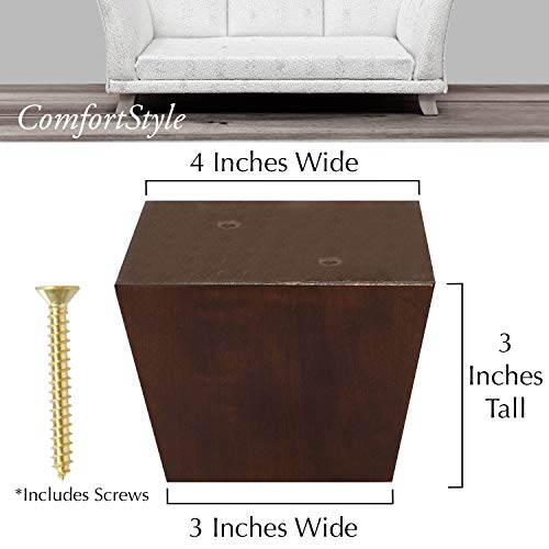 ComfortStyle-Furniture-Legs-for-Sofa-Chair-Couch-or-Ottoman-Set-of-4-Replacement-Feet-3-Inch-Tall-Square-with-Tapered-Sides-Walnut-Finish