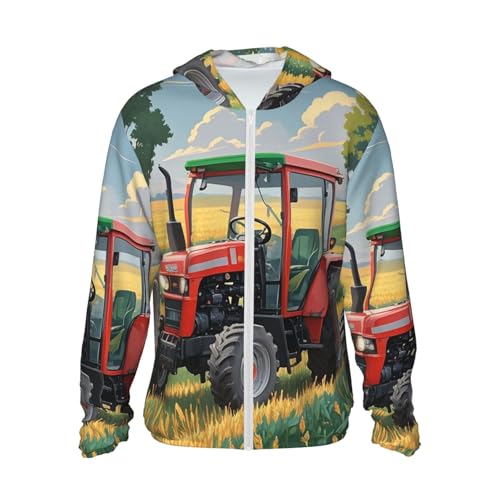 Women's UPF 50+ Sun Protection Hoodie Tractor Theme Sun Shirt Long Sleeve Fishing Shirts for Men Jacket