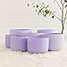 Hye-eun 432hz Purple Crystal Singing Bowls Set of 7Pcs Quartz Frosted Sound Chakra Bowls with Carrying Case for Yoga Meditation Healing Percussion Instruments