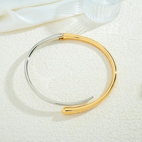 Collier plastron en métal bicolore au design goutte d'eau