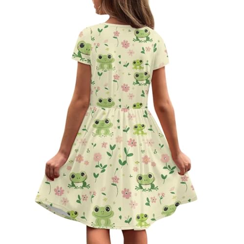 Image of Short Sleeve Dress for Girls with Pockets Cute Toddler Girl Clothes Summer 2-12