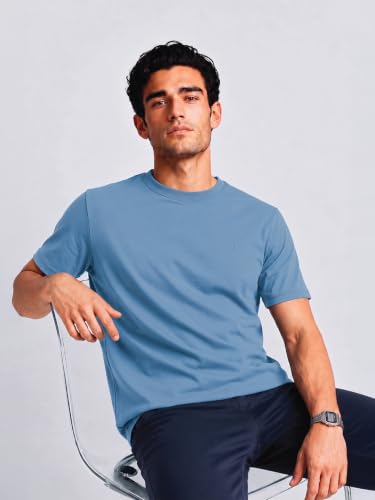 Image of Van Heusen Men's Crew Neck T-Shirt - Soft & Breathable Cotton | Regular Fit | Comfortable Everyday Casual Wear | Short Sleeves | Summer Favorite |Solid Colors | Style 60052|Available in Pack of 1 & 2