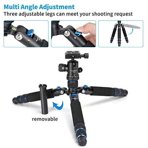 Koolehaoda Camera Tripod 25In Travel Mini Tripod Aluminum With 360° Ball Head, Arca Swiss Quick Release Plate For Dslr Camera Video Camcorder, Load Up To 22Lbs - (Blue) #TOP3