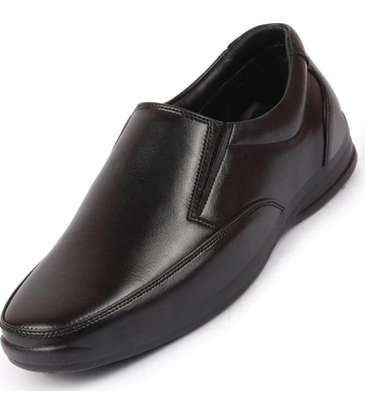 Hornet Men's Genuine Leather Slip-On Formal Shoes Black Office Wear-image-39