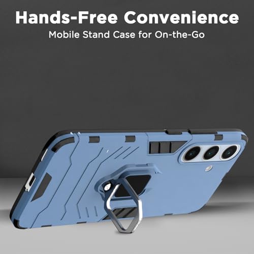 Image of Pikkme D5 Tough Armor Bumper | 360 Protection Case | Ring Holder Stand Case for Samsung Galaxy S24 FE 5G (Blue)