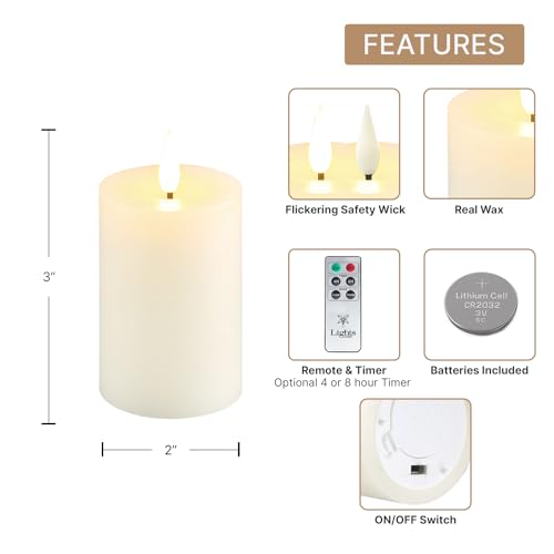 Image of LampLust Flameless Candles Battery Operated with Remote, 3 Inch LED Candles, 4 Pack, Ivory Wax, Flickering Flameless Candles, Remote & Batteries Included, Christmas Indoor Decoration & Wedding Decor