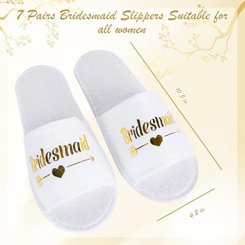 7 Pairs Bridesmaid Slippers, Wedding Bride Slippers Disposable Set, Bulk Bridesmaids Gifts for Wedding Day Team Bride Bridal Party Women Bachelorette Party Favor2