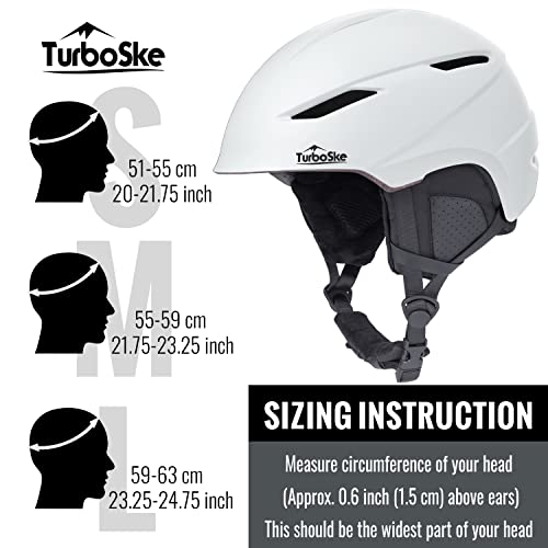Turboske Ski Helmet, Snowboard Helmet Snow Sports Helmet, Audio Compatible Helmet For Men, Women And Youth (L, White) #TOP5