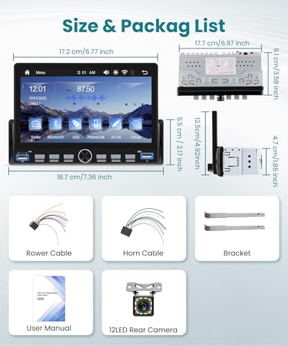 Radio auto 7’’ Single Din con CarPlay y Android Auto miniatura 7