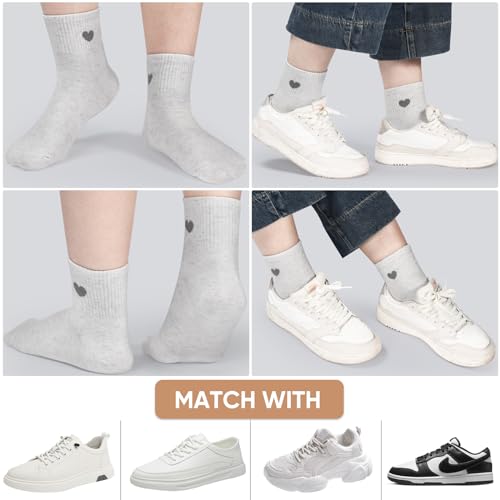 Image of Corlap Women's Cotton Crew Socks - Ankle High Fun Cute Heart Casual Dress Athletic Socks - 5Pairs Gifts for Mother /Her