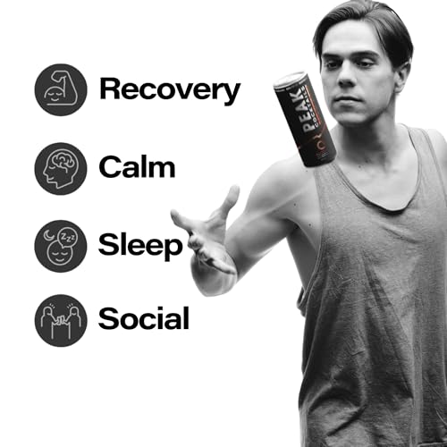 Image of Peak Cocktails Non Alcoholic Drinks, Adaptogen, Lemon Juniper Fizz 24 Pack | Calming, ashwagandha, tart cherry, L-theanine nootropic blend; recovery, sleep & mood, non-alcoholic, zero proof, crisp
