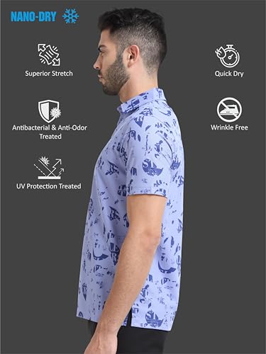 Image of STELLERS Men's Printed Polo T-Shirt | Regular Fit| Feather Touch Feel | Odour Resistant | Wrinkle Free | Stretchable | Anti-Static