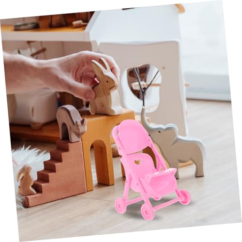 FUNNETOYU 4 Stück Teiliges Mini Babywagen aus Abs Kunststoff Farbenfrohes Rollenspiel Zubehör für Pädagogisches Puppenwagen Modell für Eltern Junge Mädchen Interaktion – Bild 8