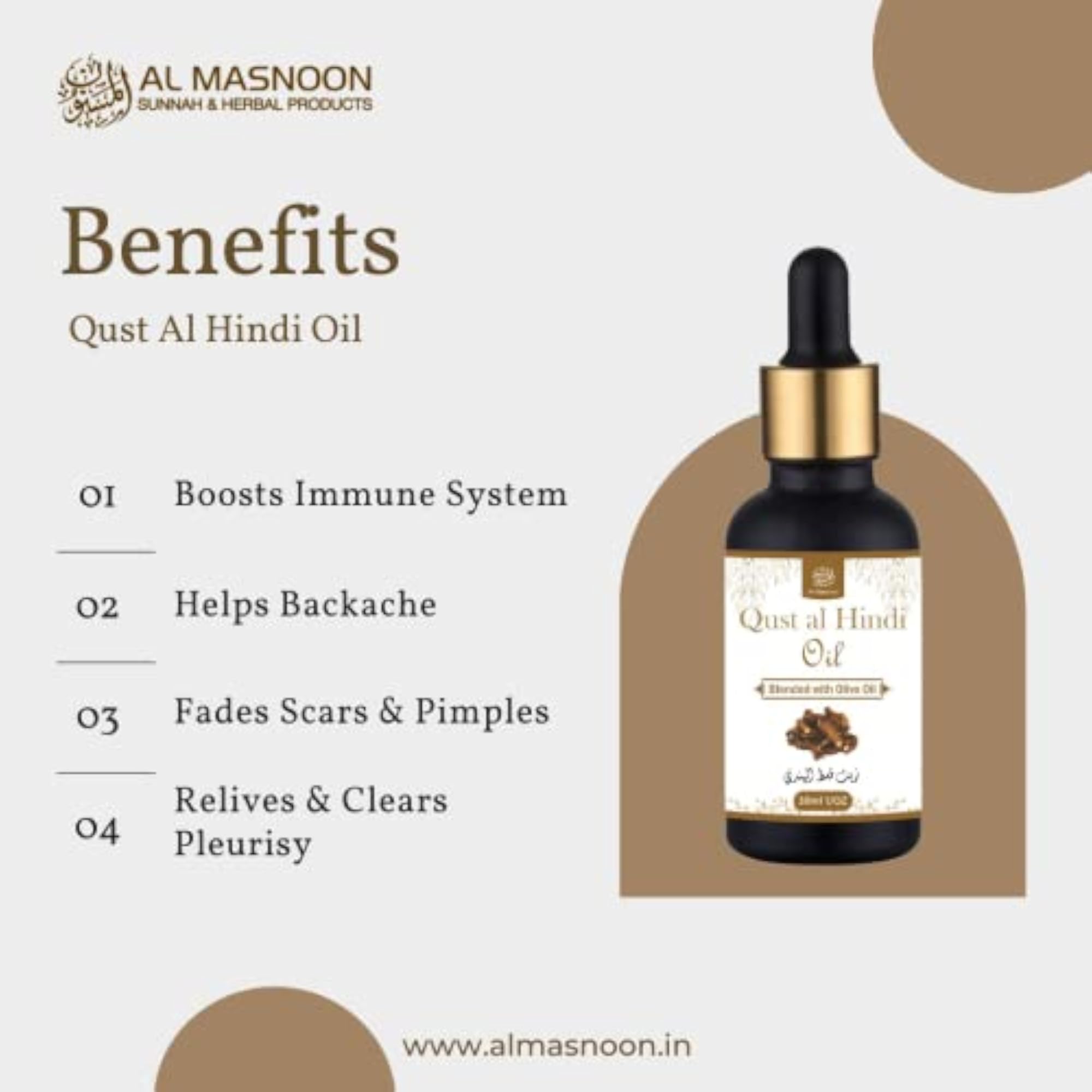 Qust Hindi Oil, 100% Natural Infused with Olive Oil