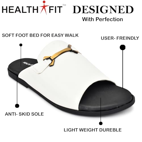 Image of HEALTH FIT Extra Soft Comfortable Traditional Ethnic Chappal /Slippers Wedding & Festive Sliders for Gents /Boys Lightweight flexible TPR sole & Easy-to-wear slip-on design cushioned for Men HF7017