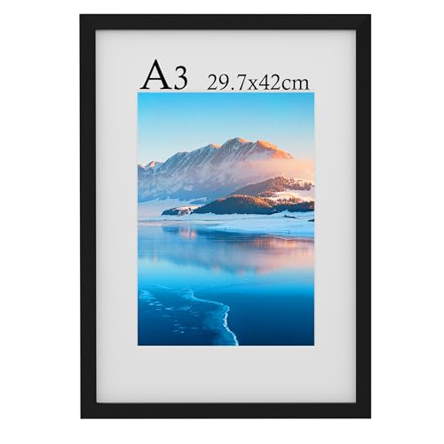 Wooden A3 Picture Frame with Perspex, Black