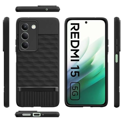 Image of Shockproof Case for Mi Redmi 15 5G | Full Camera Protection | TPU Flexible Back Cover for Mi Redmi 15 5G (Matte Black)