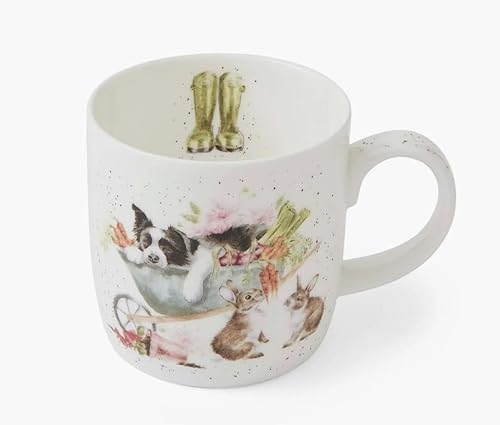 Royal Worcester Wrendale Deigns Sleeping on The Job Mug en céramique Motif chien et chat 0,3 l