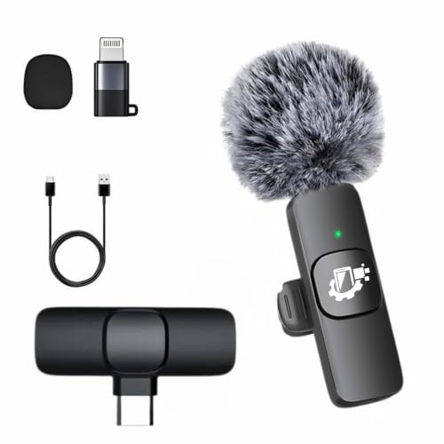 Image of GADGETSWEAR Wireless Lavalier Furry Microphone K8, Plug & Play Bluetooth Collar Mic for YouTube, Vlogging, Video Recording, Portable, Compatible with Android & iPhone