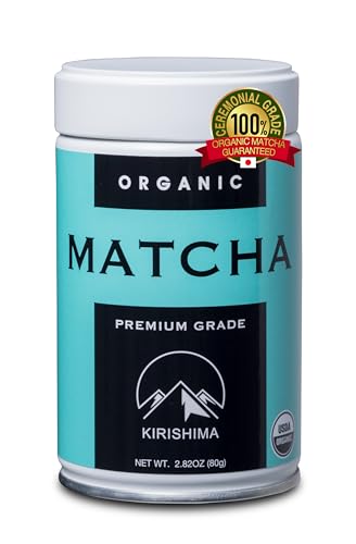 Kirishima Kagoshima Matcha, Organic Green Tea Powder, Ceremonial Grade, Teahouse Edition Premium First Harvest, Ceremonial Premium Grade, Japanese origin (2.82 Ounce Tin)
