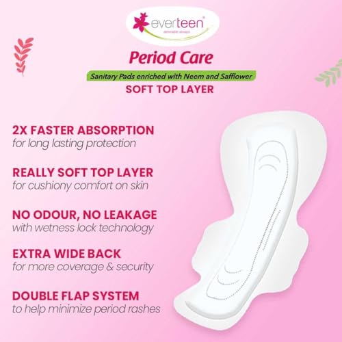 everteen Period Care XXL Soft Neem-Safflower Sanitary Pads for Women - 80 Pads, Rash Free, Anti Tan, Skin Friendly, Double Wing Shape, Advanced... - Image 6