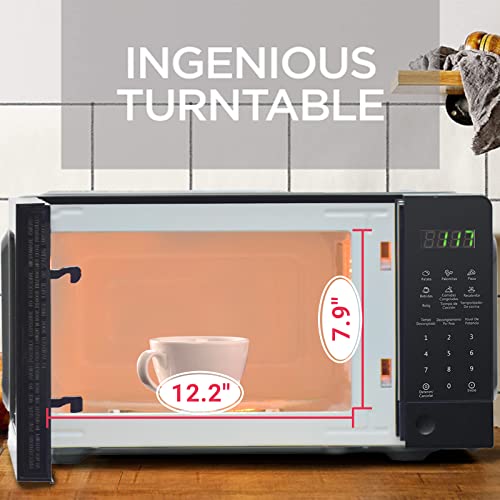Techomey 0.7 Cu.ft Countertop Microwave Oven With Child Lock, 700W Small Microwave Ovens With Removable Turntable Push Button Door, 6 Auto Menus, Black #TOP4