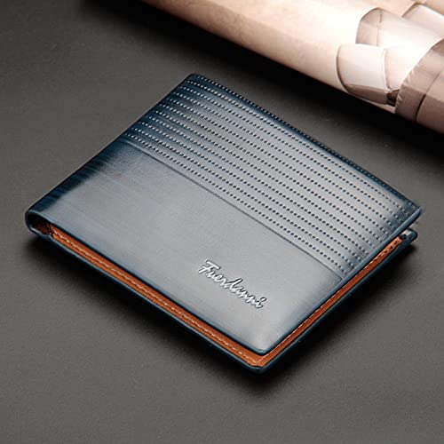Front Pocket Minimalist Leather Slim Wallet RFID Blocking Medium Size Father Day Wallet Men Wallet (Blue, One Size)4