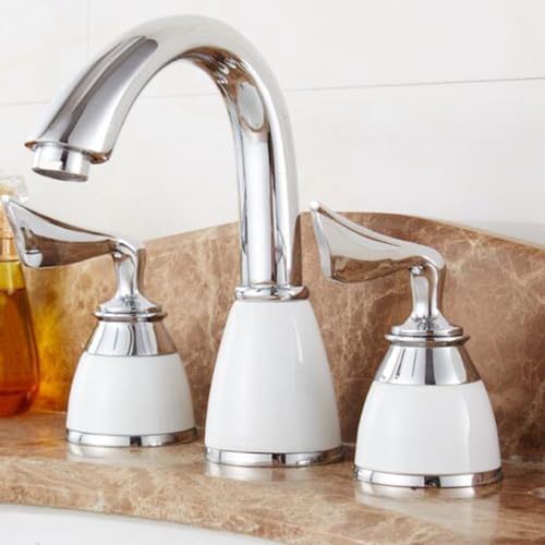 Robinet de salle de bains à 3 trous haut de gamme en laiton massif finitions chrome