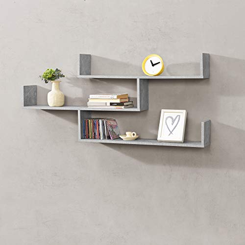 Mensola Da Parete / Da Muro Con 3 Ripiani A Forma Di U 119 X 18 X 55 Cm Scaffale / Libreria / Consolle Pensile - 2