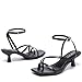 SHMCH Black Strappy Heels Kitten Heels for Women Square Toe Thong Ankle Strap Heels Fashion Comfort Dress Shoes Black Heels 9.5