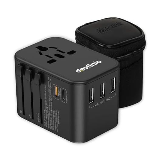 Destinio Universal Travel Adapter- 6-in-1 Fast (35W) Charging with PD, Type C & 3 USB Ports Universal Charger, International Travel Adapter, All-in-One Plug, Socket Adaptor for US, UK & Europe