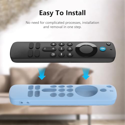 Image of RAYA Silicone TV Remote Cover Compatible with All New Fire TV Stick 4k & Fire Tv Stick HD Remote 2025 Model Protective Case with Lanyard (Blue)