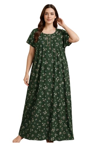 Image of Bahumaan Pure Cotton Nighty for Woman | Floral Gown for Women Nightwear with Pocket | Cotton Nighty for Women Stylish | Maxi for Women Cotton
