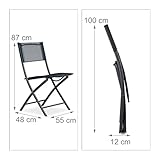 Relaxdays Klappstuhl Balkon, Metall, Kunststoff, Gartenstuhl, HxBxT: 87 x 55 x 48,5 cm, Balkonklappstuhl, anthrazit grau - 4