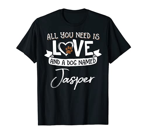 Cute Dog Named Jasper Design for Women and Men T-Shirt, Black