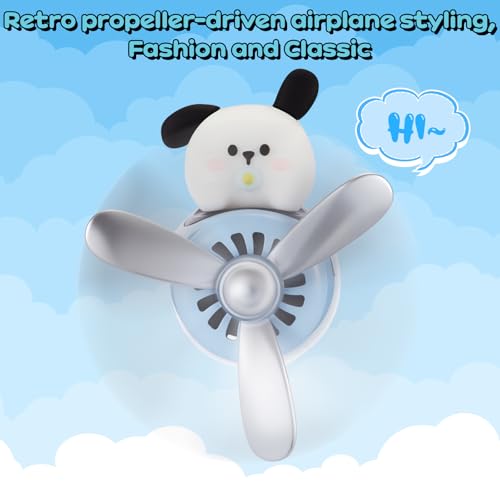 Image of Tallew Car Air Freshener Cute Dog Car Vent Clip Diffuser with Rotating Propeller Outlet Vent 2.5 inch x 2.4 inch x 2.1 inch Easy to Install Included 2 Scents Aroma Tablets Aromatherapy Ornament Auto Accessories