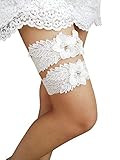 YuRong Bridal Garter Set Pearls Garter Set Wedding Rhinestone Garter Set G30 (Ivory)