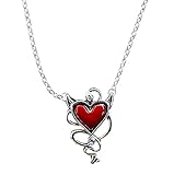 Arsimus Gothic Metal Necklace (Devil Heart with Clear Stones)