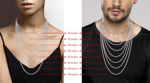 Miabella Solid 925 Sterling Silver Italian 2Mm, 3Mm Diamond-Cut Braided Rope Chain Necklace For Men Women, 925 Sterling Silver Made In Italy (3Mm, Length 24 Inches) #TOP5