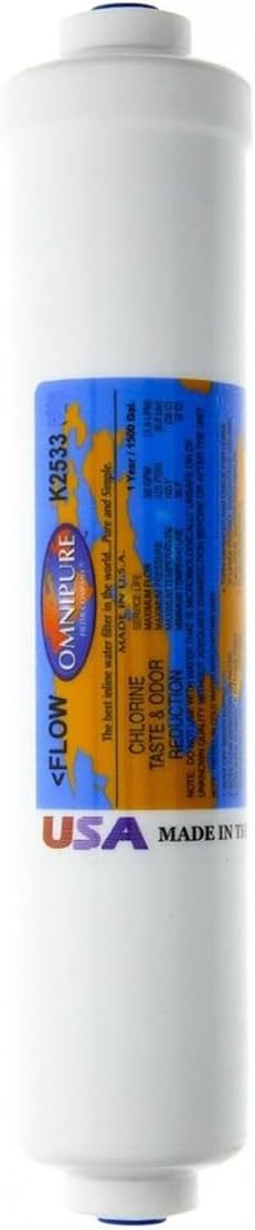 Omnipure K2533 -JJ 1/4" Quick Connect Fitting GAC T33 Granular Carbon Inline Filter 2.5" x 10" - Image 2