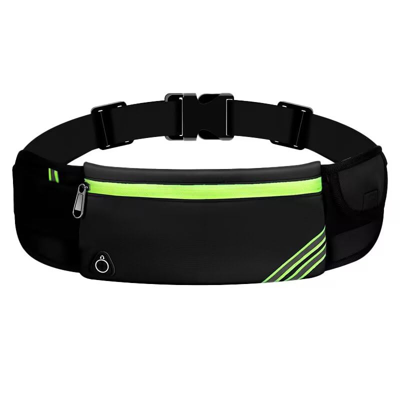 Bolsa de cintura refletiva de corrida para caminhadas, ciclismo, cinto de fitness fino com bolso para telefone, bolsa de equipamentos de treino, preta, Preto, Moderno