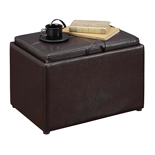 Convenience Concepts Designs4Comfort Accent Storage Ottoman With Reversible Tray, Espresso Faux Leather 22.75 X 15.75 X 16 #TOP5