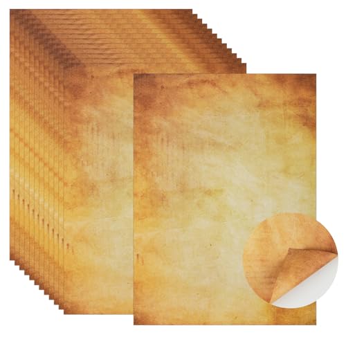 50 Blatt Briefpapier, Urkundenpapier, Vintage Design Briefpapier DIN A4 Bedruckbar Beidseitig,Schriftrolle Altes Papier,100g/Qm Vintage Papier für Einladungen und Briefe,Schatzkarte Kindergeburtstag