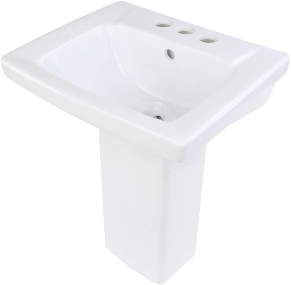 Children's White Pedestal Sink Vitreous China"WeeWash" 4" Centerset Open Back Scratch Stain
