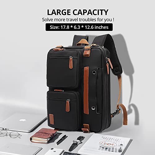 Molnia Classic 3 In 1 Laptop Backpack, Business Briefcase For Men, Convertible Backpack Messenger Bag Shoulder Bag Handbag Multi-Functional Travel Backpack For Men/Women (Black) #TOP1